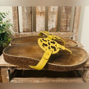 Tory Burch MILLER CLOUD Cork Suede Lemon Lime Yellow Size 7
